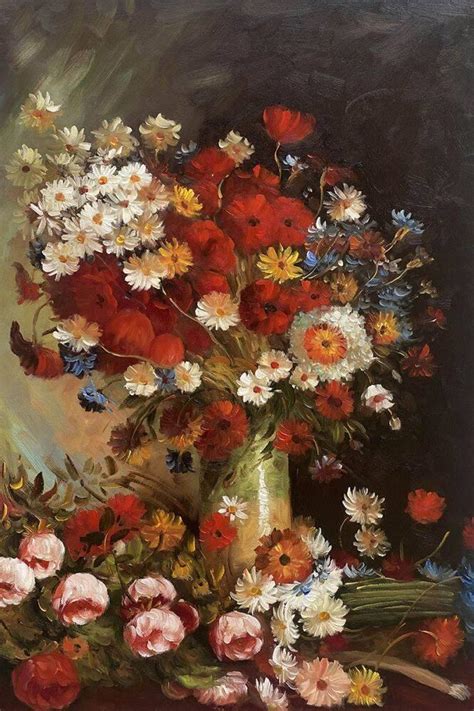 vase with poppies cornflowers peonies and chrysanthemums by vincent van gogh