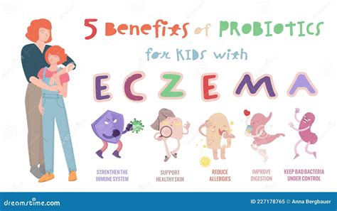 Five Benefits Of Probiotics For Kids With Eczema Stock Vector