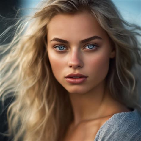 Premium AI Image A Model With Blonde Hair And Blue Eyes Is Shown In A