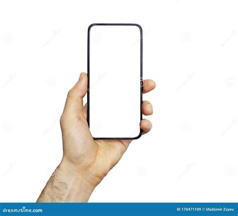 Smartphone Phone Empty Screen In A Hand Black Smartphone Isolated On