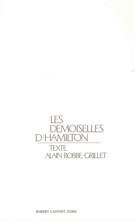 Les Demoiselles Dhamilton By Robbe Grillet Alain Buone 1972
