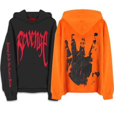 stocked revenge xxxtentacion revenge kill hoodie black orange hooded sweatshirt in hoodies