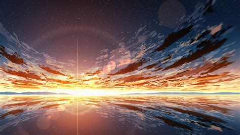 Horizon Scenery Anime Clouds Sky 4k 62596 Wallpaper
