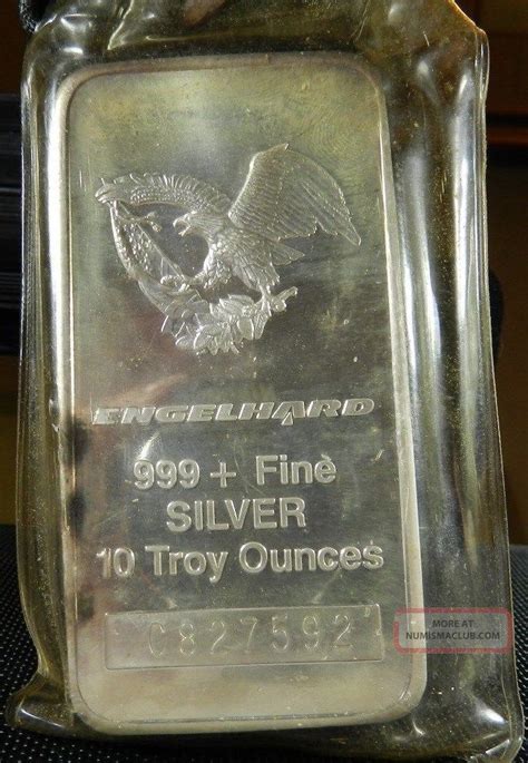 Engelhard 10 Troy Oz 999 Fine Silver Commercial Bar 1986 Eagle Design