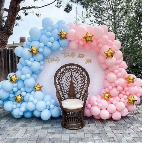 Pink Blue Gold Star Balloons Garland Arch Kit For Baby Shower Etsy