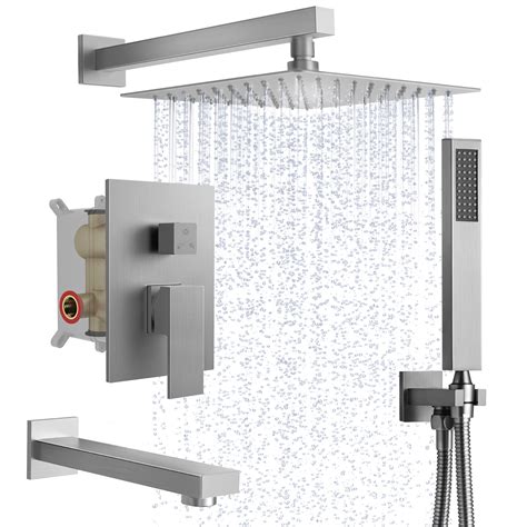 EVERSTEIN Shower Faucet Combo Set 10 Inch Rain Shower Head System With