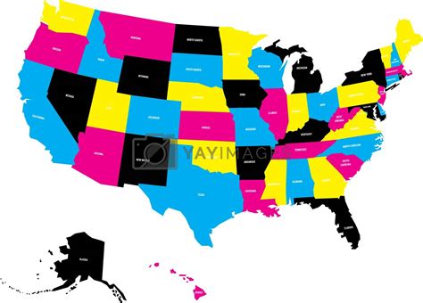 Political Map Of Usa United States Of America In Cmyk Colors With
