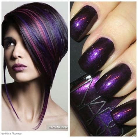 Pin By Shell Lias On Nail Designs Dark Purple Hair