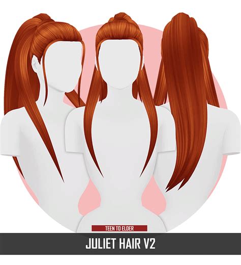 Redheadsims Juliet V2 Sims Hair Sims 4 Sims