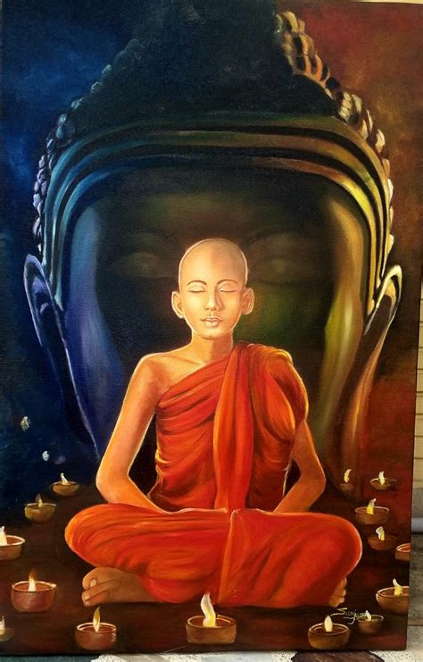 Buy The Meditating Monk Handmade Painting By Sanjana Sharma Codeart