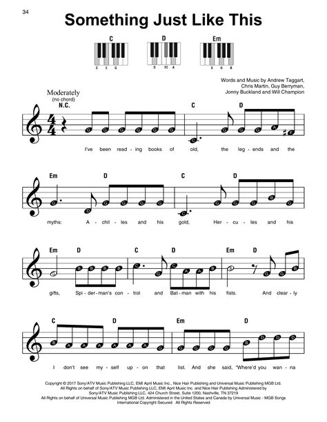 Something Just Like This Sheet Music The Chainsmokers And Coldplay