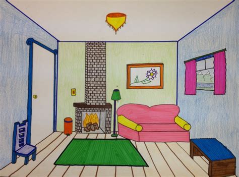 Drawing Of A Bedroom In One Point Perspective Drawing Arts