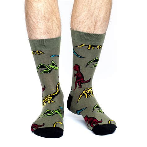 Men S Dinosaur Skeletons Socks Good Luck Sock