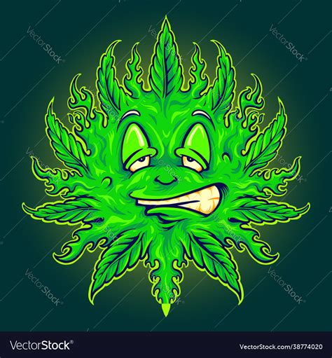 Green Weed Emoji Sun Mascot Royalty Free Vector Image