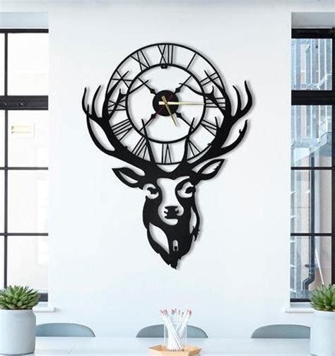 Large Deer Wall Clock Deer Metal Wall Clock Wall Clock Etsy
