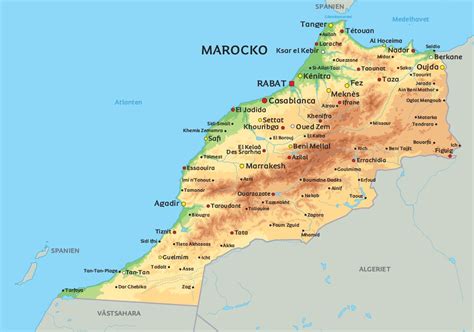 Wir reisen sicher nach spanien. Karta Marocko: Se t.ex. placeringen av Marrakech