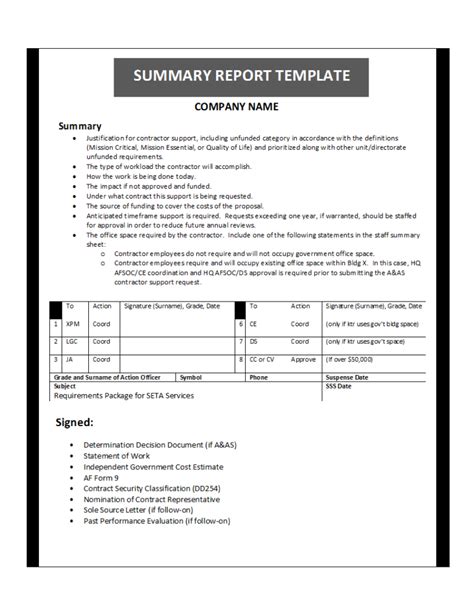 Summary Report Template Throughout Template For Summary Report Best