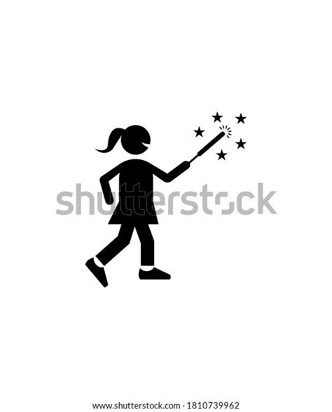 Girl Magic Wand Iconvector Best Flat Stock Vector Royalty Free