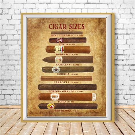 Cigar Art Cigar Size Chart Cigar Poster Tobacco Print Etsy Ireland