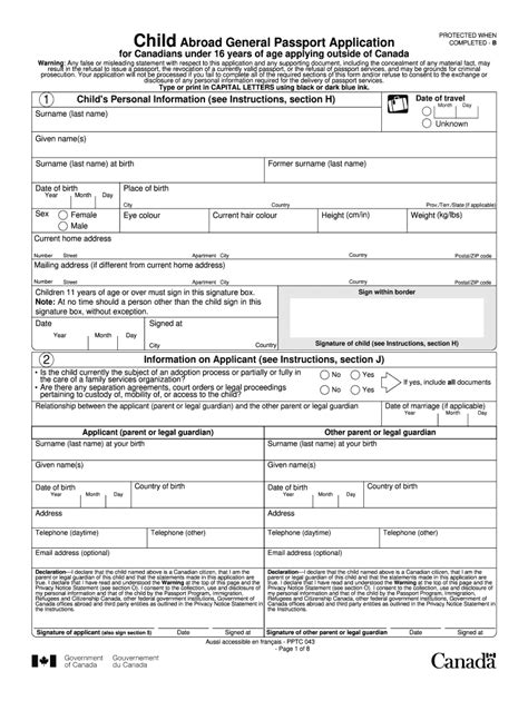 Child General Passport Application Form Canada Fill Out And Sign Online