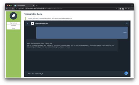 Github Ubos Techubos Template Ai Support Bot Ui This Telegram Bot