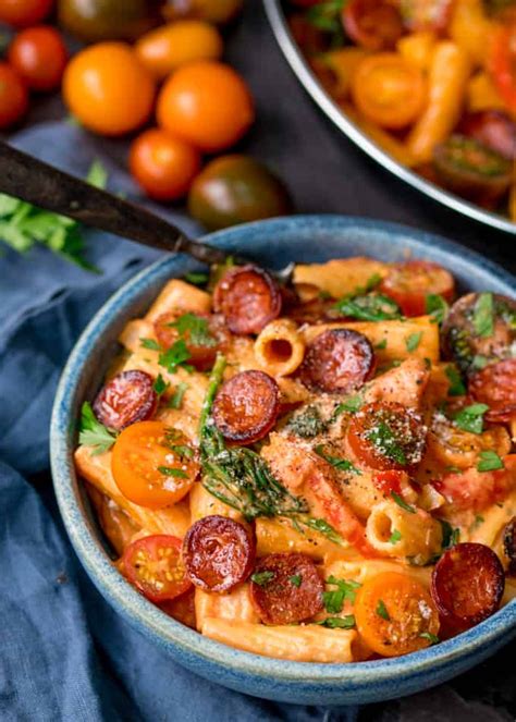 250 g british chicken fillet by sainsbury's, sliced. One Pot Creamy Tomato and Chorizo Rigatoni - Can be made ...