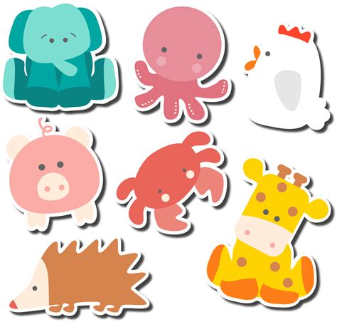 Download Animal Cartoon Clip Art Seven Cute Animal Stickers 动物 贴纸