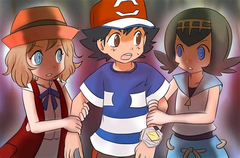Ash Ketchum Serena And Lana Pokemon And 3 More Drawn By Shilfyyo