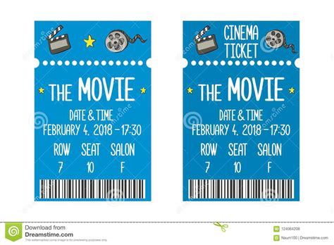 Shop popular movie & tv characters. Movie ticket template stock vector. Illustration of ...