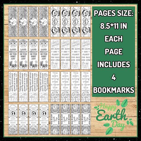 Earth Day Printable Coloring Bookmarks Spring Bookmarks Made By