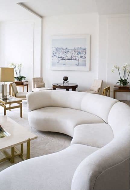 Modern White Curved Sectional Sofa 