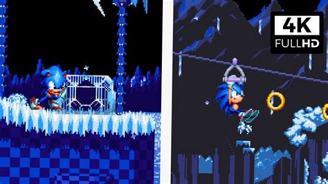 Sonic Mania Modern Sonic In Snow Hill Zone Gameplay In 4k 60 Fps