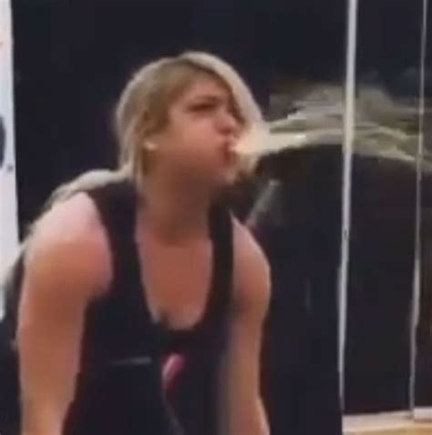 Gruesome Moment Female Weightlifter Projectile Vomits While Pumping