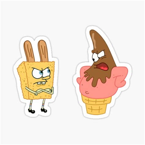 Spongebob And Patrick Ice Cream Sticker For Sale By Lindsayostroff