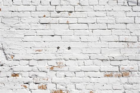Old Brick Wall Painted With White Paint Background Texture