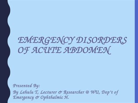 Acute Abdominal Emergencies Appendicitis Cholecystitis Pancreatitis