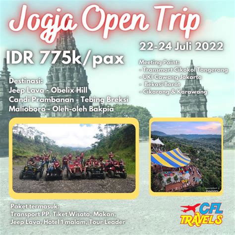 Jual Paket Wisata Open Trip Jogja 3h1m Cfl Travels Indonesiashopee