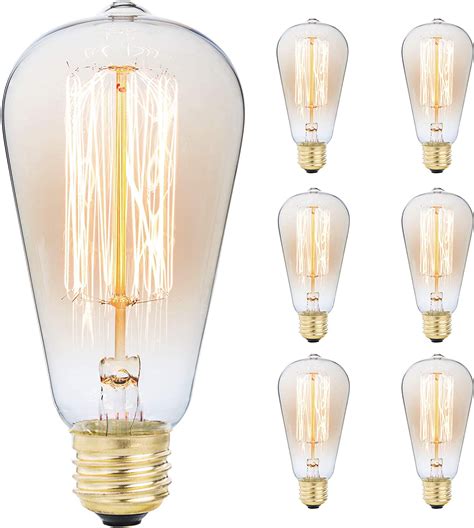 60 Watt Antique Style Edison Light Bulbs Set Of 6 Antique Poster