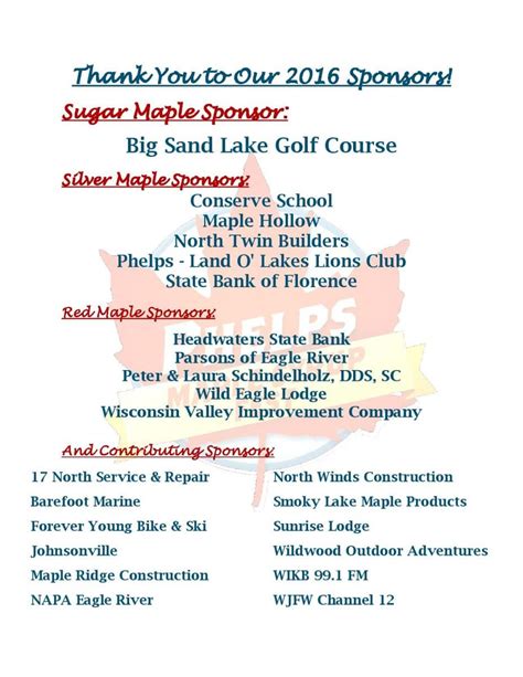 Thank You To Our 2016 Sponsors Page 001 Phelps Chamber Of Commerce
