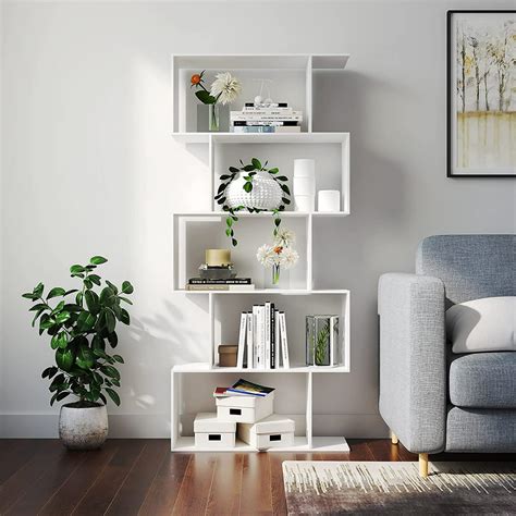 Homefort Wood Geometric Bookshelf5 Tier Modern Bookcase Open Shelf
