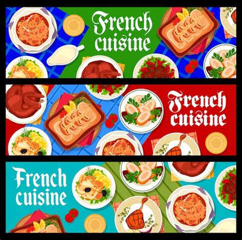 Premium Vector French Cuisine Restaurant Food Vector Banners