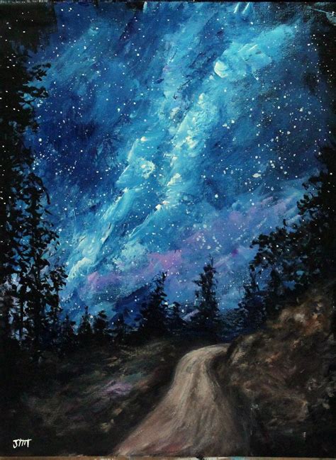 Framed Milky Way Original Painting On 12 X 16 Canvas Sheet Cosmic