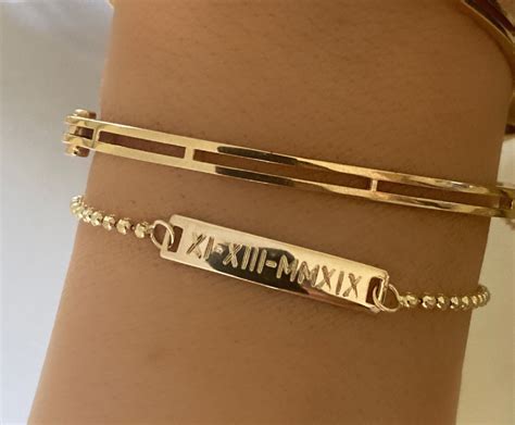 Custom Engraved Bracelet In 14k Gold Etsy