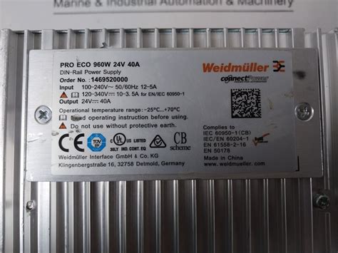 Weidmuller Pro Eco 960w 24v 40a Din Rail Power Supply Aeliya Marine