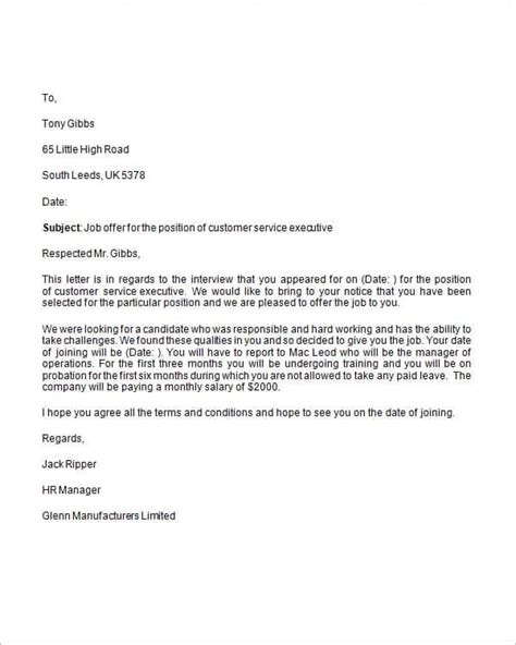 Job Offer Letter Template Word Free Download
