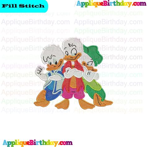 Huey Dewey And Louie Quack Pack Fill Embroidery Design