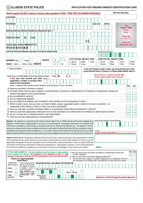 Check spelling or type a new query. Fillable Application For Firearm Owner'S Identification Card Form - Illinois State Police ...