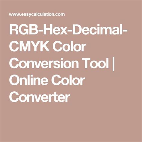 Rgb Hex Decimal Cmyk Color Conversion Tool Online Color Converter