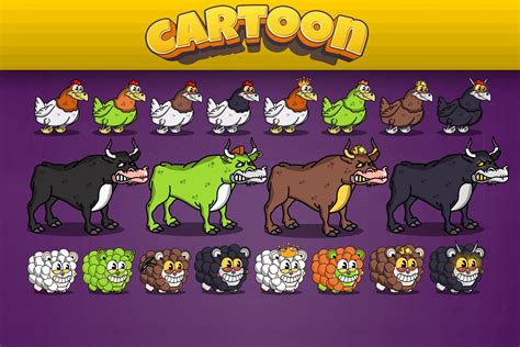 Old Style Cartoon Farm Animals Pack 2d Characters Unity Asset Store