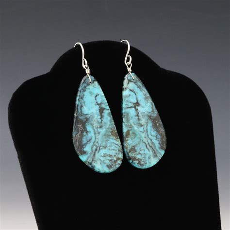 Turquoise Slab Earrings By Ronald Chavez Kewa The Crow And The Cactus